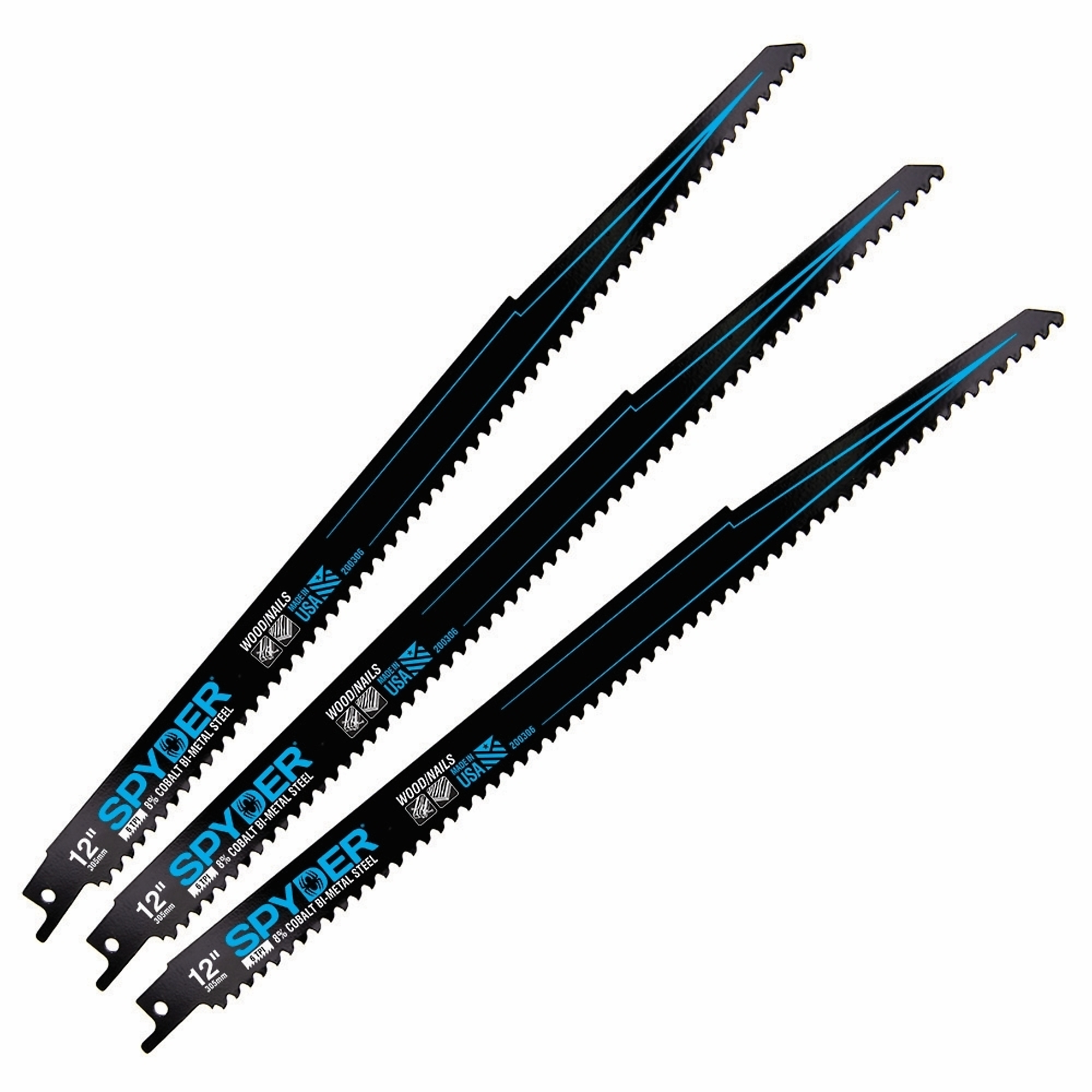 Spyder Black Series Bi-Metal Reciprocating Saw Blades — 12in., 6 TPI, Metal/Wood Cutting, 50-Pack, Model# 200306-50